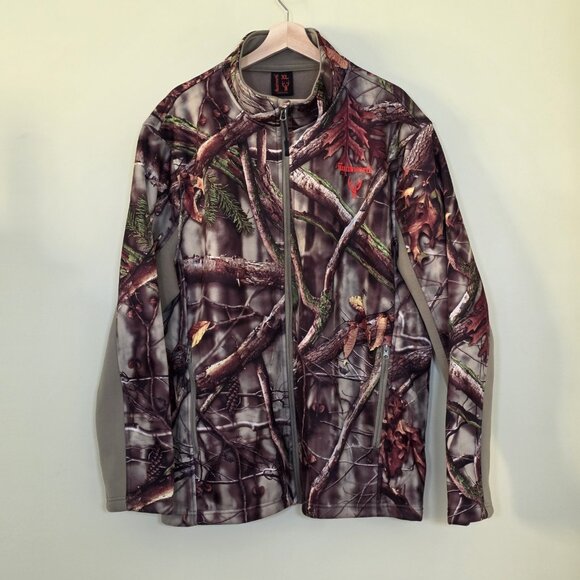 Huntworth Jacket Mens XL Camo Oak Tree Full Zip LS Pockets Fleece Inside Hunting - Picture 1 of 16